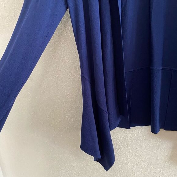 Boho M Blue Open Waterfall Cardigan Business Casual Minimalist Secretary OF23 - Picture 4 of 8